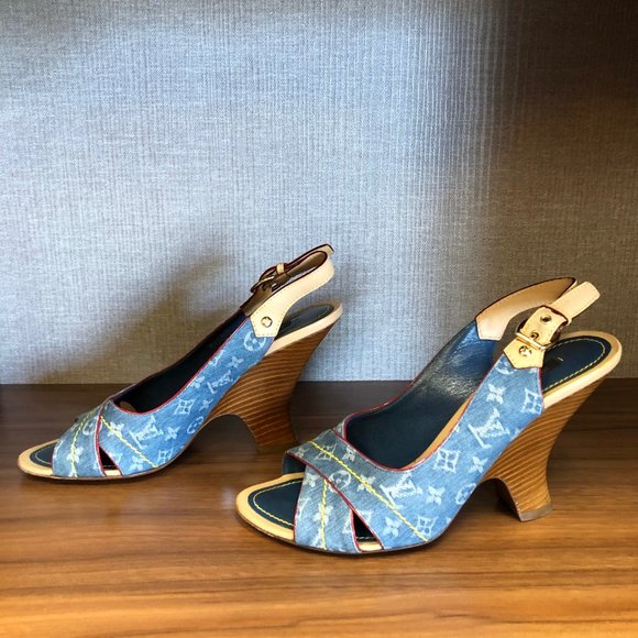 Louis Vuitton Blue Denim Monogram Sandals - Picture 8 of 8